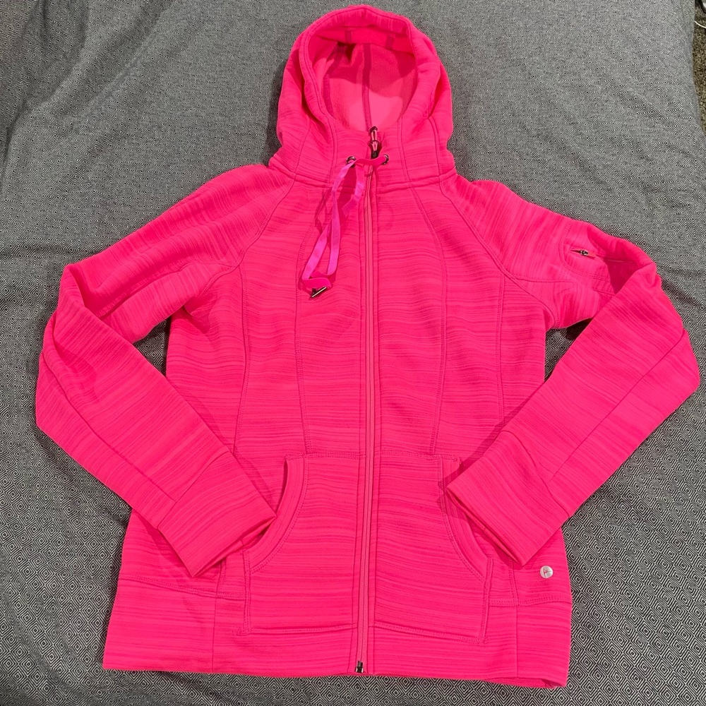 Pink fleece hoodie - size L